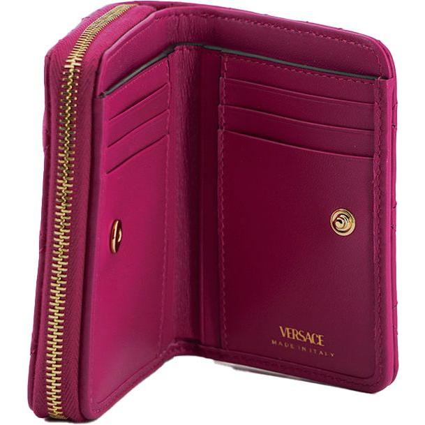 Versace Purple Nappa Leather Bifold Zip Around Wallet Versace