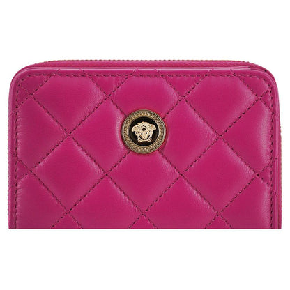 Versace Purple Nappa Leather Bifold Zip Around Wallet Versace