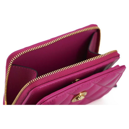 Versace Purple Nappa Leather Bifold Zip Around Wallet Versace