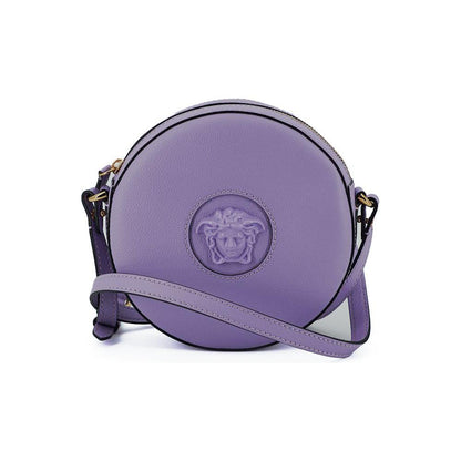 Versace Purple Calf Leather Round Disco Shoulder Bag Versace