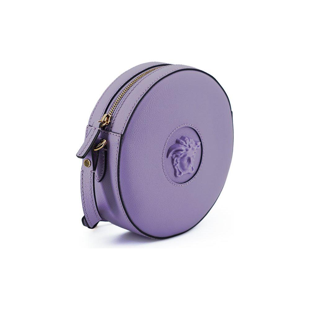 Versace Purple Calf Leather Round Disco Shoulder Bag Versace