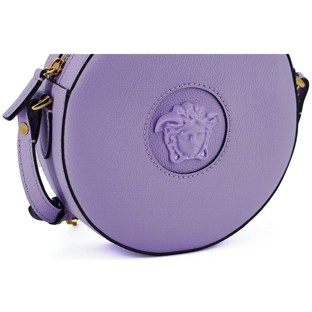 Versace Purple Calf Leather Round Disco Shoulder Bag Versace