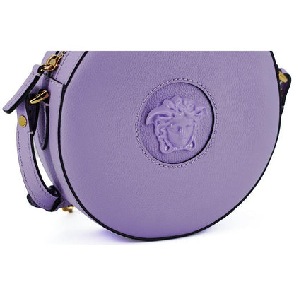 Versace Purple Calf Leather Round Disco Shoulder Bag Versace