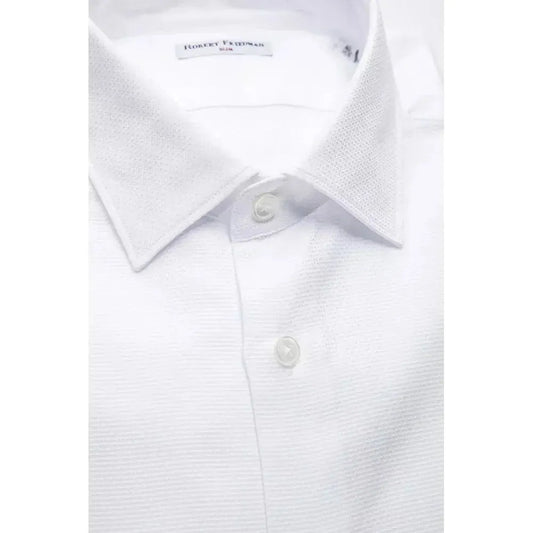 Robert Friedman White Cotton Men's Shirt RO-20401-XL