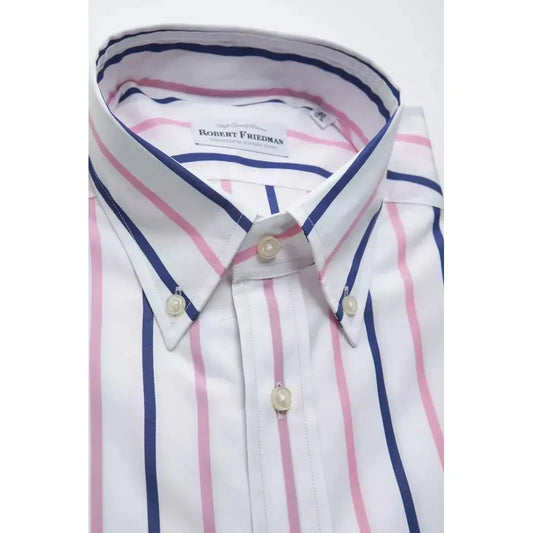Robert Friedman White Cotton Men Shirt RO-20445-XL