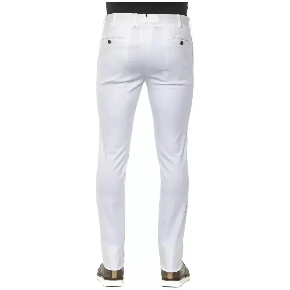PT Torino White Cotton Men Slim Trouser