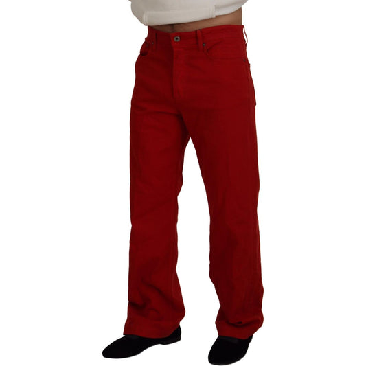Dolce & Gabbana Red Cotton Straight Fit Men Denim Jeans PAN72931-46