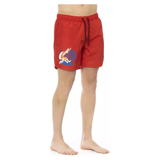 Bikkembergs Red Polyester Men Swim Short BI-22664-XXL