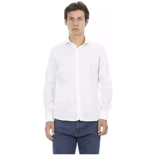 Baldinini Trend White Cotton Men Shirt BA-22485-XL