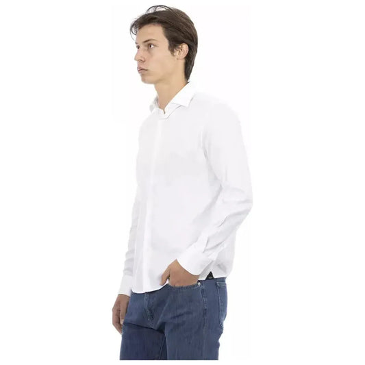 Baldinini Trend White Cotton Men Shirt BA-22485-XL