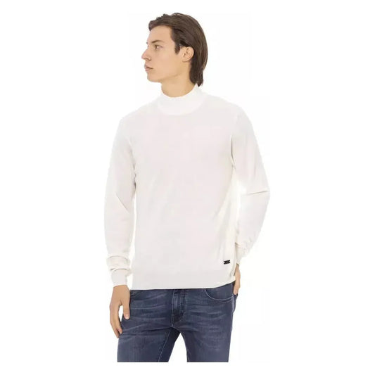 Baldinini Trend White Fabric Men Turtleneck Sweater BA-22427-S