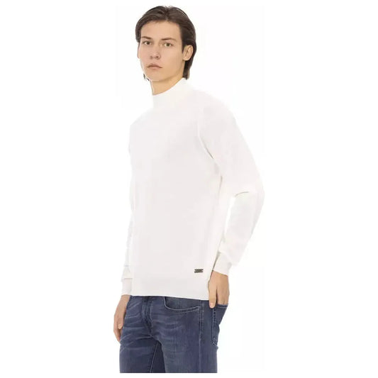 Baldinini Trend White Fabric Men Turtleneck Sweater BA-22427-S