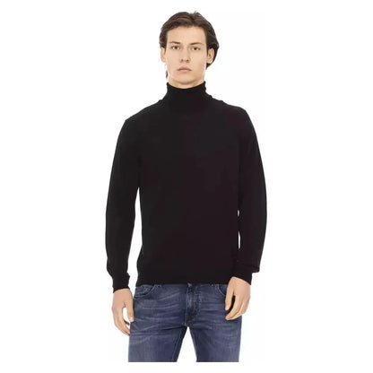 Baldinini Trend Black Fabric Men Sweater Turtleneck
