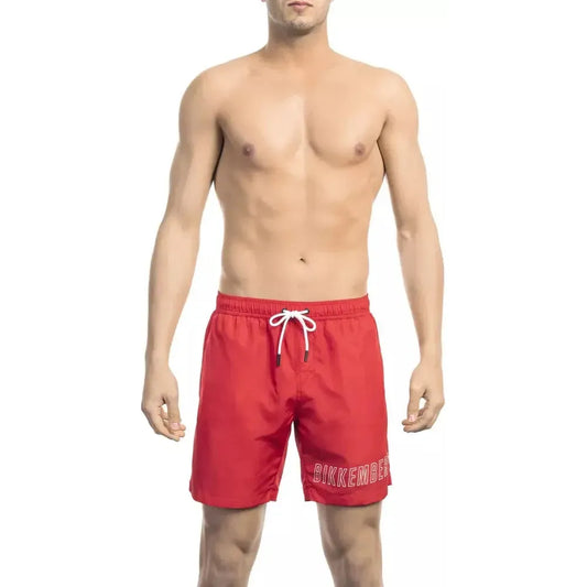 Bikkembergs Red Polyester Men Swim Short BI-21982-M
