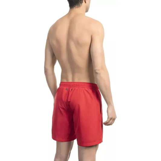 Bikkembergs Red Polyester Men Swim Short BI-21982-M