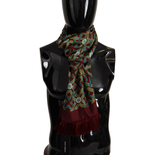 Dolce & Gabbana Multicolor DG Logo Shawl Warm Neck Wrap Fringe Scarf 1728,67345645728,Accessories,Dolce & Gabbana,Material: 100% Silk,Men,Men - Accessories,New with tags,Scarves - Accessories,Scarves - Men - Accessories,Scarves - Scarves - Accessories