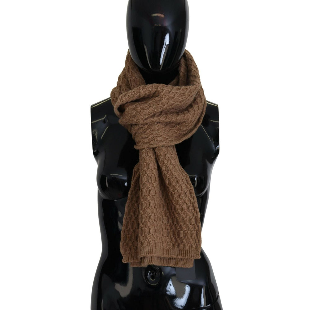 Dolce & Gabbana Dark Brown Wrap Shawl Knitted Camel Scarf MS6455