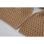 Dolce & Gabbana Dark Brown Wrap Shawl Knitted Camel Scarf MS6455