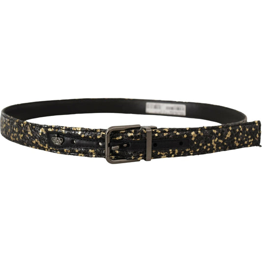 Dolce & Gabbana Gold Black Two-toned Leather Chrome Buckle Belt 1728,67345645728,90 cm / 36 Inches,Accessories,Belts - Accessories,Belts - Men - Accessories,Black,Dolce & Gabbana,Material: Leather,Men,Men - Accessories,New with tags,Regular Belts - Belts