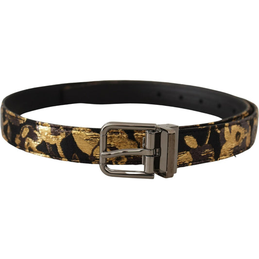Dolce & Gabbana Multicolor Jacquard Leather Logo Metal Buckle Belt 1728,67345645728,90 cm / 36 Inches,Accessories,Belts - Accessories,Belts - Men - Accessories,Dolce & Gabbana,Material: Leather,Men,Men - Accessories,Multicolor,New with tags,Regular Belts