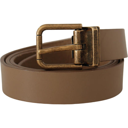 Dolce & Gabbana Brown Solid Leather Brass Buckle Classic Belt 1728,67345645728,90 cm / 36 Inches,Accessories,Belts - Accessories,Belts - Men - Accessories,Brown,Dolce & Gabbana,Material: Leather,Men,Men - Accessories,New with tags,Regular Belts - Belts -