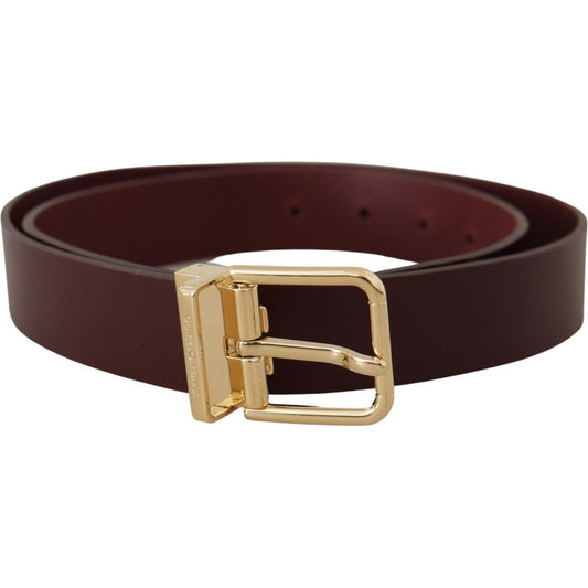 Dolce & Gabbana Maroon Vitello Leather Gold Metal Buckle Belt 1728,67345645728,90 cm / 36 Inches,Accessories,Belts - Accessories,Belts - Men - Accessories,Dolce & Gabbana,Maroon,Material: Leather,Men,Men - Accessories,New with tags,Regular Belts - Belts -