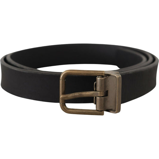 Dolce & Gabbana Black Leather Brass Metal Grain Buckle Classic Belt 1728,67345645728,90 cm / 36 Inches,Accessories,Belts - Accessories,Belts - Men - Accessories,Black,Dolce & Gabbana,Material: Leather,Men,Men - Accessories,New with tags,Regular Belts - Be