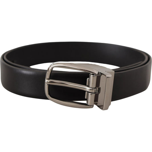 Dolce & Gabbana Black Leather Silver Metal Chrome Logo Buckle Belt 1728,5 Inches,67345645728,75 cm / 29,80 cm / 32 Inches,Accessories,Belts - Accessories,Belts - Men - Accessories,Black,Dolce & Gabbana,Material: Leather,Men,Men - Accessories,New with tags