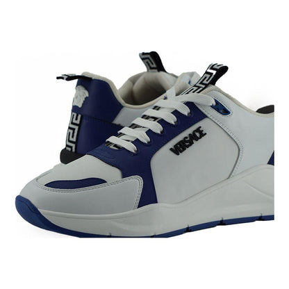 Versace Blue and White Calf Leather Sneakers Versace