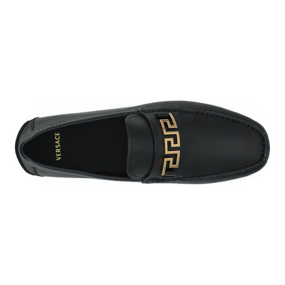Versace Black Calf Leather Loafers Shoes Versace