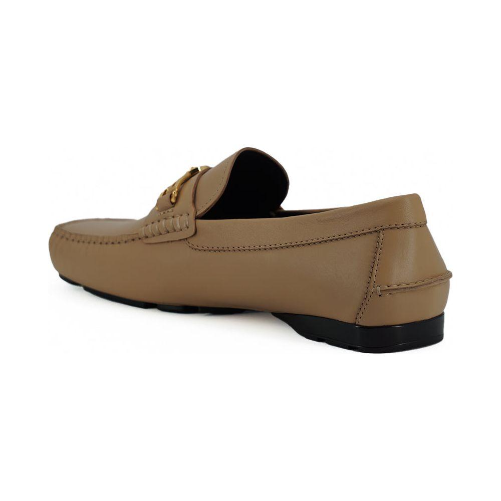 Versace Beige Calf Leather Loafers Shoes Versace