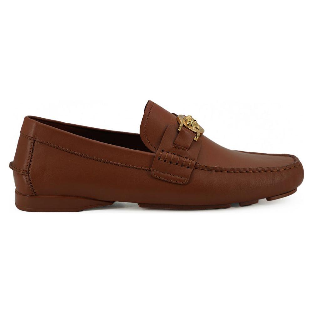 Versace Natural Brown Calf Leather Loafers Shoes Versace