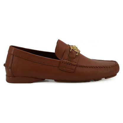 Versace Natural Brown Calf Leather Loafers Shoes Versace