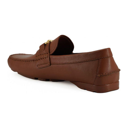 Versace Natural Brown Calf Leather Loafers Shoes Versace