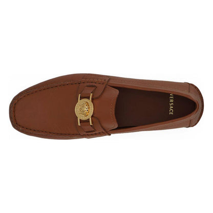 Versace Natural Brown Calf Leather Loafers Shoes Versace