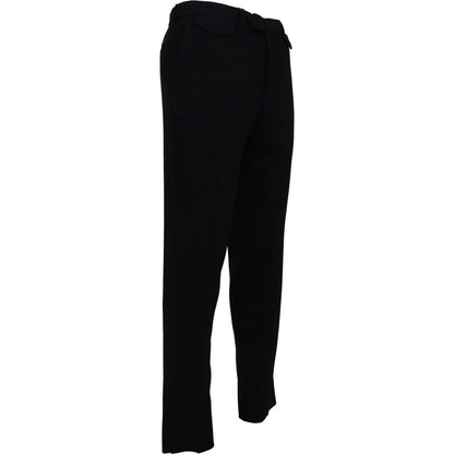 BENCIVENGA Black Cotton Straight Fit Men Formal Pants BENCIVENGA