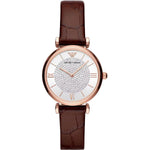 Emporio Armani Elegant Bordeaux Leather Watch for Women Emporio Armani Light Gray