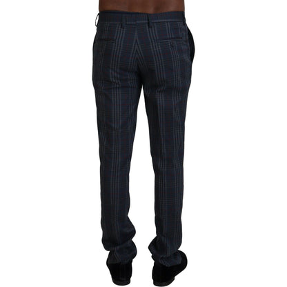 BENCIVENGA Gray Pure Wool Men Checkered Pants BENCIVENGA
