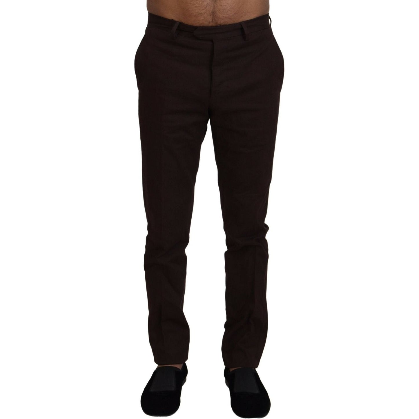 BENCIVENGA Brown Cotton Tapered Formal Men Pants BENCIVENGA
