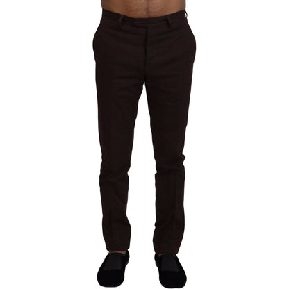 BENCIVENGA Brown Cotton Tapered Formal Men Pants BENCIVENGA