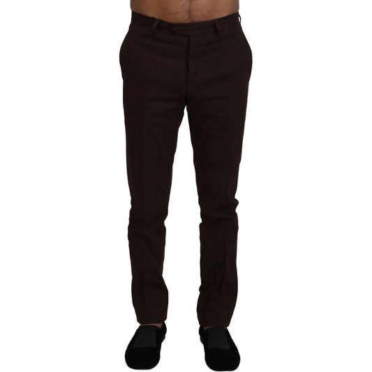 BENCIVENGA Brown Cotton Tapered Formal Men Pants BENCIVENGA