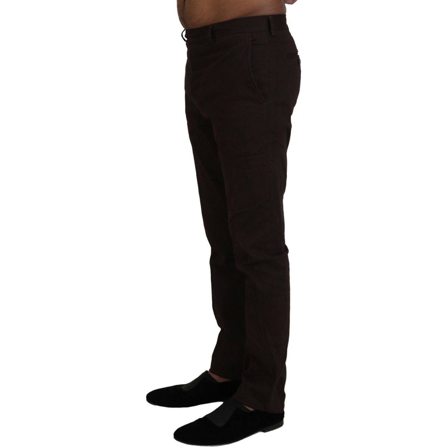 BENCIVENGA Brown Cotton Tapered Formal Men Pants BENCIVENGA
