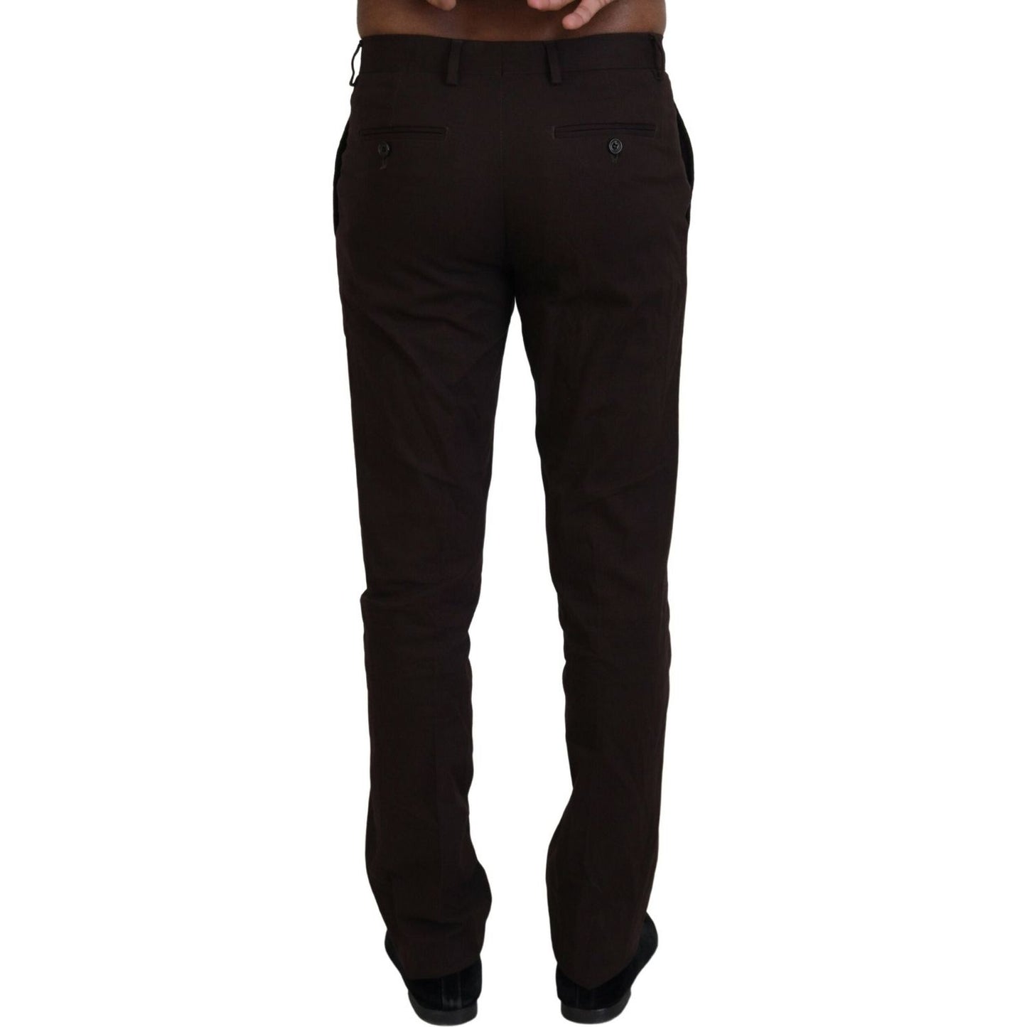 BENCIVENGA Brown Cotton Tapered Formal Men Pants BENCIVENGA