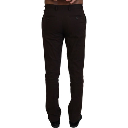 BENCIVENGA Brown Cotton Tapered Formal Men Pants BENCIVENGA