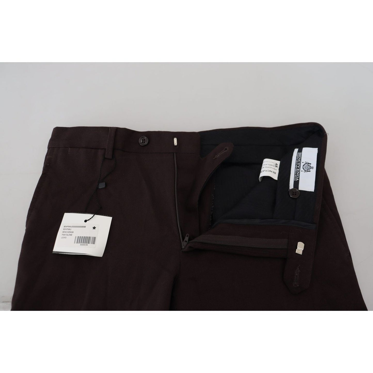 BENCIVENGA Brown Cotton Tapered Formal Men Pants BENCIVENGA