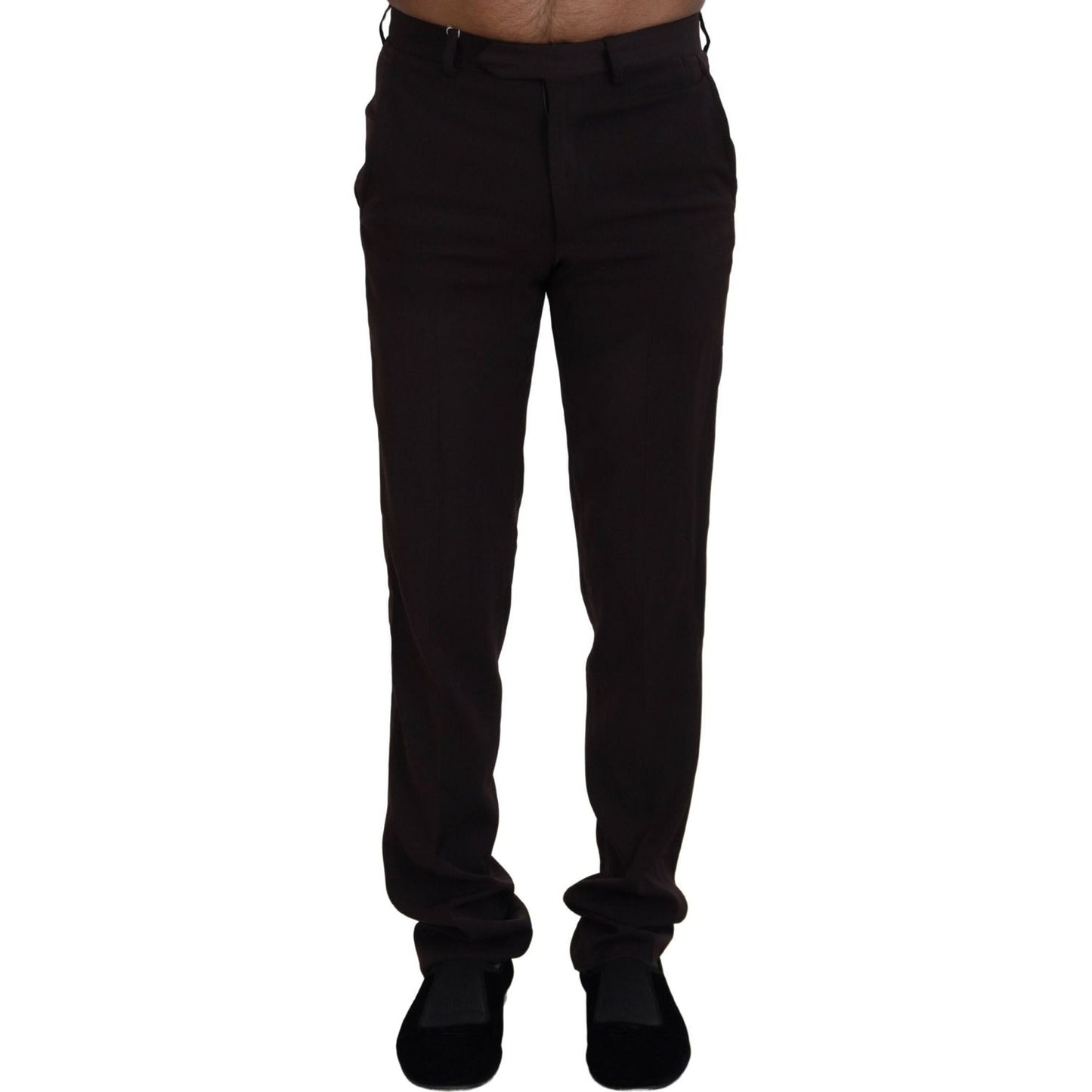 BENCIVENGA Brown Straight Fit Formal Men Pants BENCIVENGA