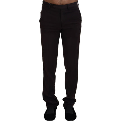 BENCIVENGA Brown Straight Fit Formal Men Pants BENCIVENGA