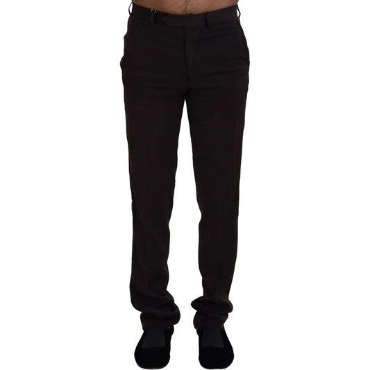 BENCIVENGA Brown Straight Fit Formal Men Pants BENCIVENGA