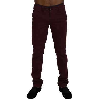 CYCLE Maroon Cotton Stretch Skinny Casual Men Pants CYCLE