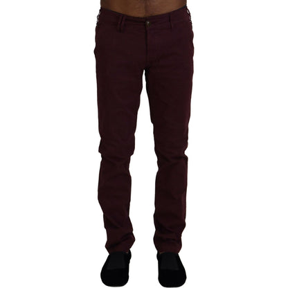 CYCLE Maroon Cotton Stretch Skinny Casual Men Pants CYCLE